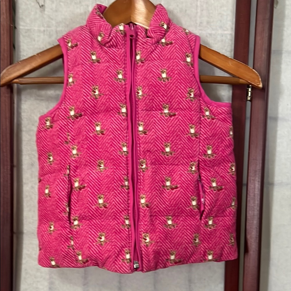 LILLY PULITZER GIRL REVERSIBLE OWL‎ PRINTED PUFFER VEST POCKETS SIZE 6